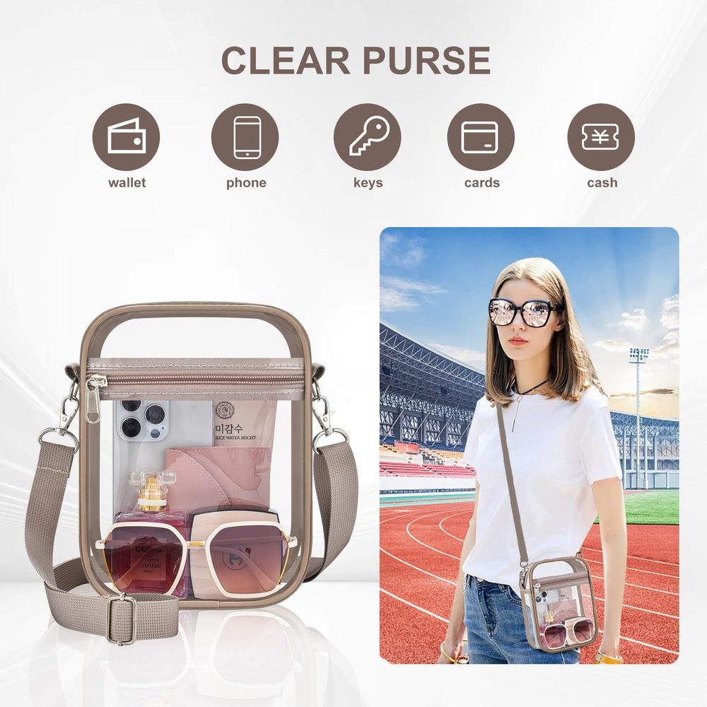 Clear Bag Stadium Aroved, Clear Purse With Crossbody Strap, ^_^ - Picture 5 of 6